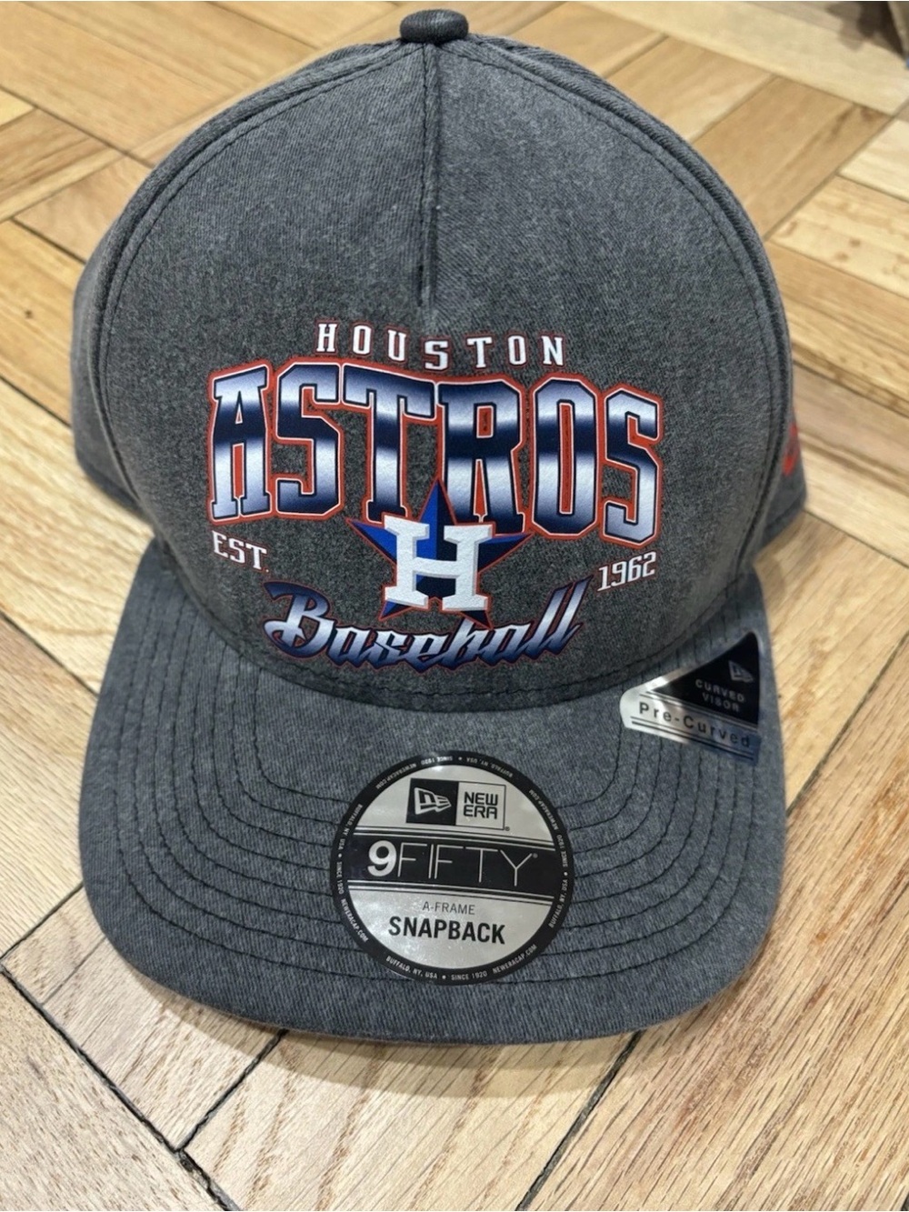 Houston Astros Hat Cap Gray Washed SnapBack A-Frame Adjustable New Era 9FIFTY